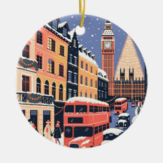 London Weihnachten Big Ben Reiseplakat Keramik Ornament