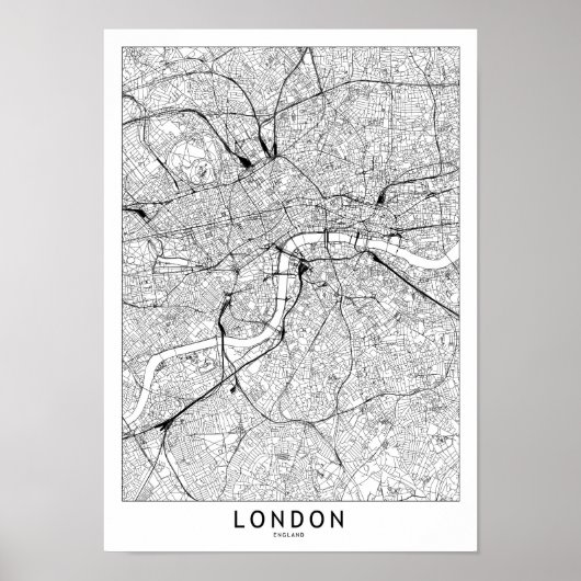 London White Map Poster (Vorne)