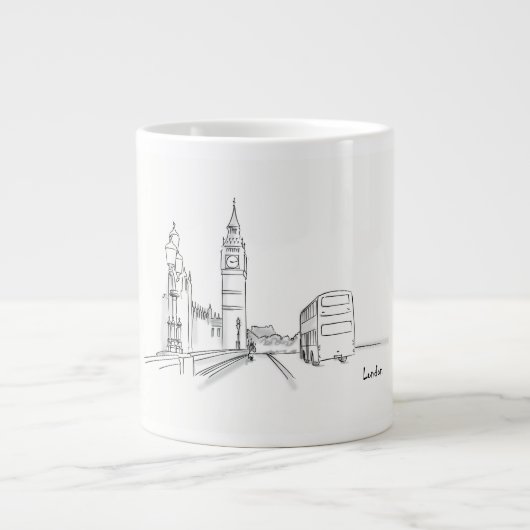 London Zeichne Simple Black and White Jumbo-Tasse (Vorderseite)