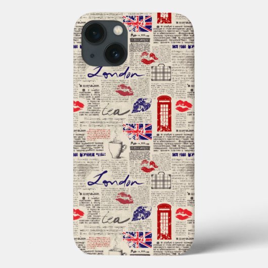 London-Zeitungs-Muster Case-Mate iPhone Hülle (Rückseite)