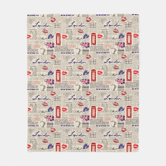 London-Zeitungs-Muster Fleecedecke (Vorderseite)