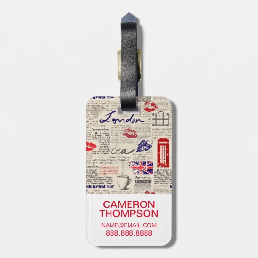 London-Zeitungs-Muster Gepäckanhänger (Rückseite vertikal)
