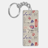 London-Zeitungs-Muster Schlüsselanhänger (Vorderseite links)