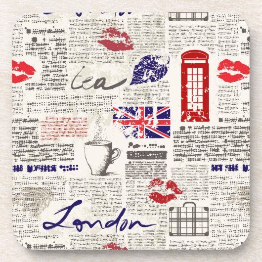 London-Zeitungs-Muster Untersetzer (Vorderseite)