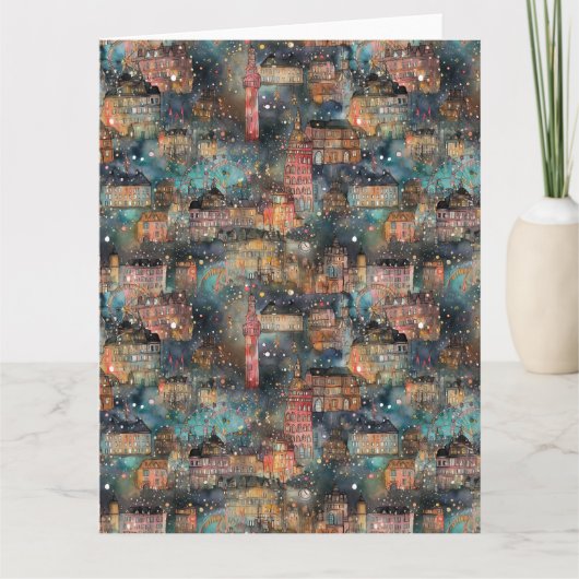 London zu Weihnachten und Neujahr in Wasserfarben Karte (Vorderseite)