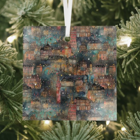 London zu Weihnachten und Neujahr in Wasserfarben Ornament Aus Glas (Insitu)