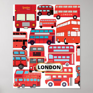 Londoner Busse - males und funktionelles Poster
