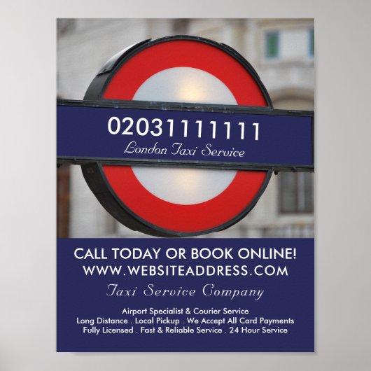 Londoner City Taxi-Zeichenwerbung Poster (Vorne)