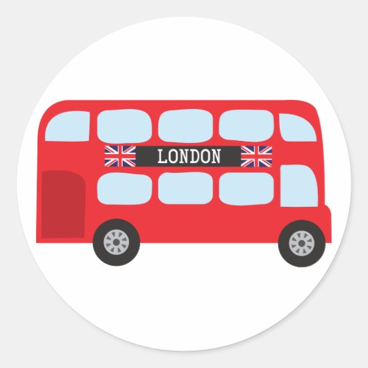 Londoner Doppeldeckerbus Runder Aufkleber (Vorderseite)