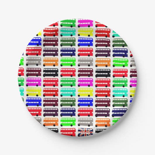 Londoner Farben & Doppeldecker-Bus / Kinderbus-Par Pappteller (Vorderseite)