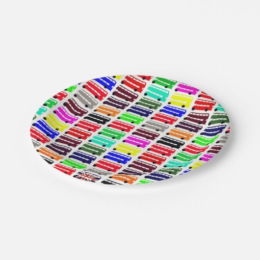 Londoner Farben & Doppeldecker-Bus / Kinderbus-Par Pappteller (Schrägansicht)