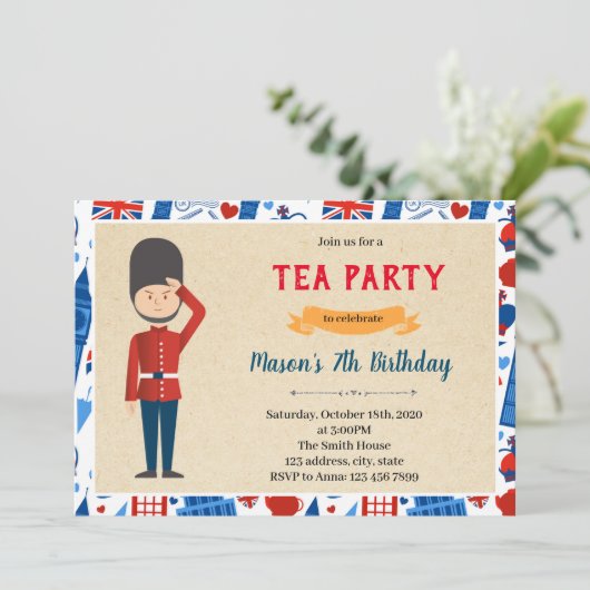 Londoner Geburtstagsthema Einladung (Stehend Vorderseite)