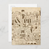 Londoner Hand auf altes Papier gezeichnet Postkarte (Vorne/Hinten)