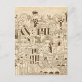 Londoner Hand auf altes Papier gezeichnet Postkarte (Vorderseite)