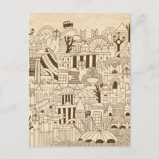 Londoner Hand auf altes Papier gezeichnet Postkarte (Vorderseite)