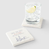 Londoner Hochzeit rettet das Datum der Einladung Steinuntersetzer (Seitenansicht)