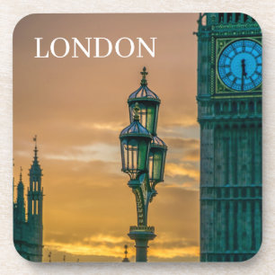 Londoner Laternenpfahl bei Sonnenuntergang Unterse Getränkeuntersetzer