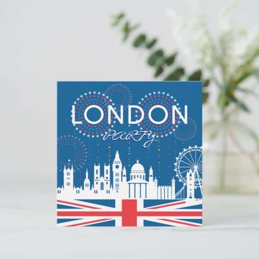 Londoner Party Einladung (Stehend Vorderseite)