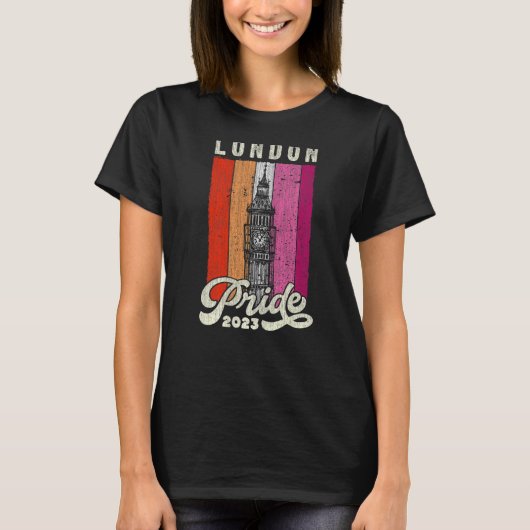 Londoner Pride-Flag 2023 Big Ben Lesbian T-Shirt (Vorderseite)