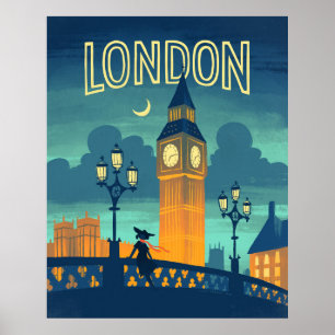 Londoner Reisetagebuch im Vintagen Stil Poster