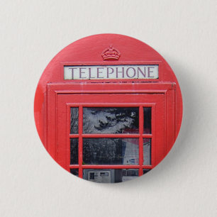 Londoner rotes Telefonhäuschen Button