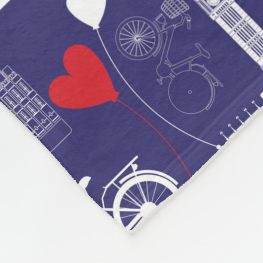 Londoner Sehenswürdigkeiten-Muster Fleecedecke (Ecke)