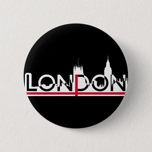 Londoner Silhouette und englische Flagge Button (Vorderseite)