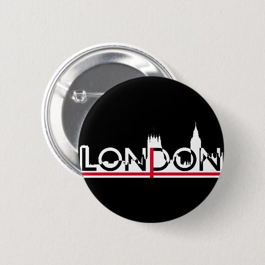 Londoner Silhouette und englische Flagge Button (Vorne & Hinten)