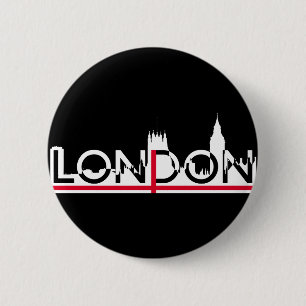 Londoner Silhouette und englische Flagge Button