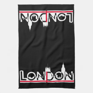 Londoner Silhouette und englische Flagge Geschirrtuch