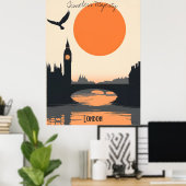Londoner Silhouetten - Big Ben bei Sunset Poster (Heimbüro)