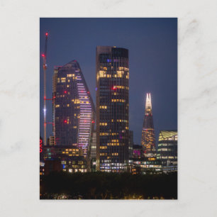 Londoner Skyline bei Nacht Feiertagspostkarte