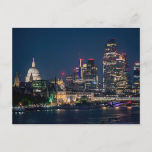 Londoner Skyline bei Nacht Feiertagspostkarte
