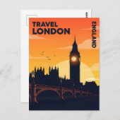 Londoner Skyline bei Sonnenuntergang mit großem be Postkarte (Vorne/Hinten)