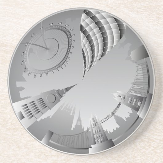 Londoner Skyline im Kreis Sandstein Untersetzer (Vorne)