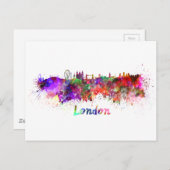 Londoner Skyline in Aquarell Postkarte (Vorne/Hinten)