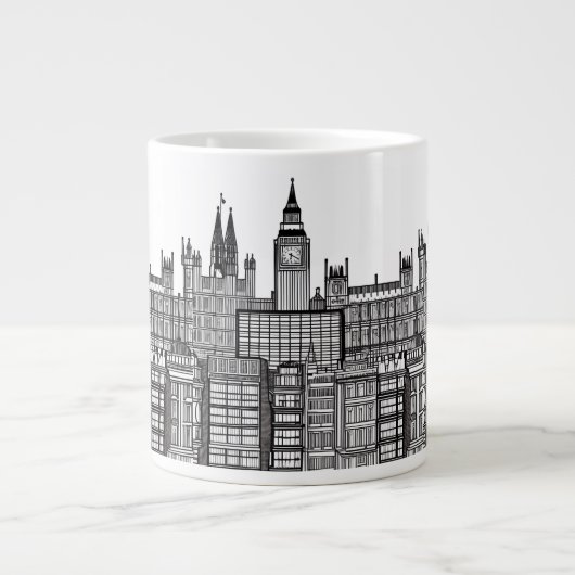 Londoner Stadtbild in Schwarz/Weiß Jumbo-Tasse (Vorderseite)