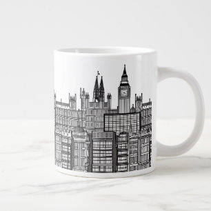 Londoner Stadtbild in Schwarz/Weiß Jumbo-Tasse