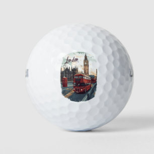 Londoner Stadtbild mit Doppeldecker-Bus und Big Be Golfball