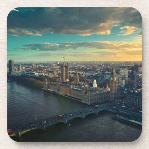 Londoner Stadtbild mit Sunset Untersetzer