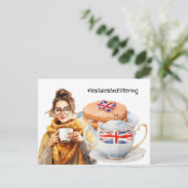 Londoner Teestunde mit Tea Postkarte (Stehend Vorderseite)