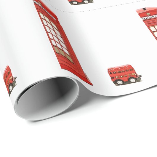 Londoner Telefonkabine mit rotem Doppeldecker Geschenkpapier (Rolleneckpunkt)