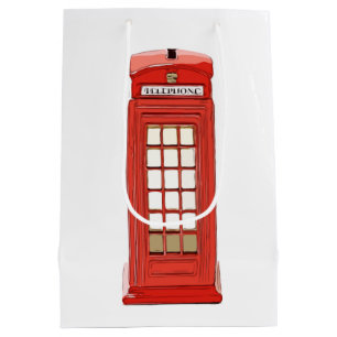 Londoner Telefonkabine mit rotem Doppeldecker Mittlere Geschenktüte