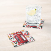 Londoner Telefonkabine Rechteckiger Pappuntersetzer (Vor Ort)