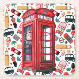 Londoner Telefonkabine Rechteckiger Pappuntersetzer