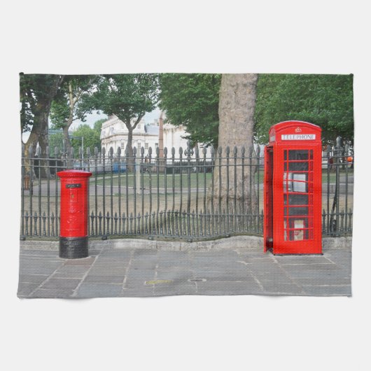 Londoner Telefonkabine und Postbox Geschirrtuch (Horizontal)