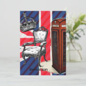 Londoner Telefonkabine viktorianische Kronen Gewer Einladung (Stehend Vorderseite)