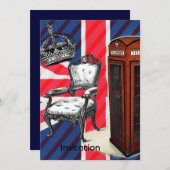 Londoner Telefonkabine viktorianische Kronen Gewer Einladung (Vorne/Hinten)