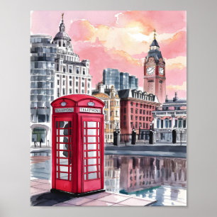 Londoner Telefonkabine Watercolor Poster