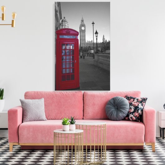 Londoner Telefonzelle Leinwanddruck (Insitu (Wohnzimmer))